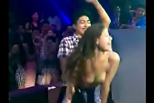 Hot Indian girl shows her boobs on stage