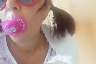 baby girl with dummy wanna learn to SUCK