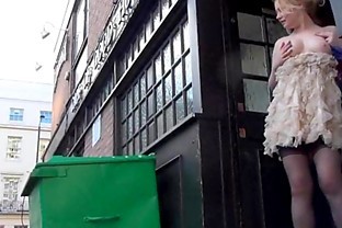 Blonde amateur exhibitionist Amber West upskirt footage and public flashing